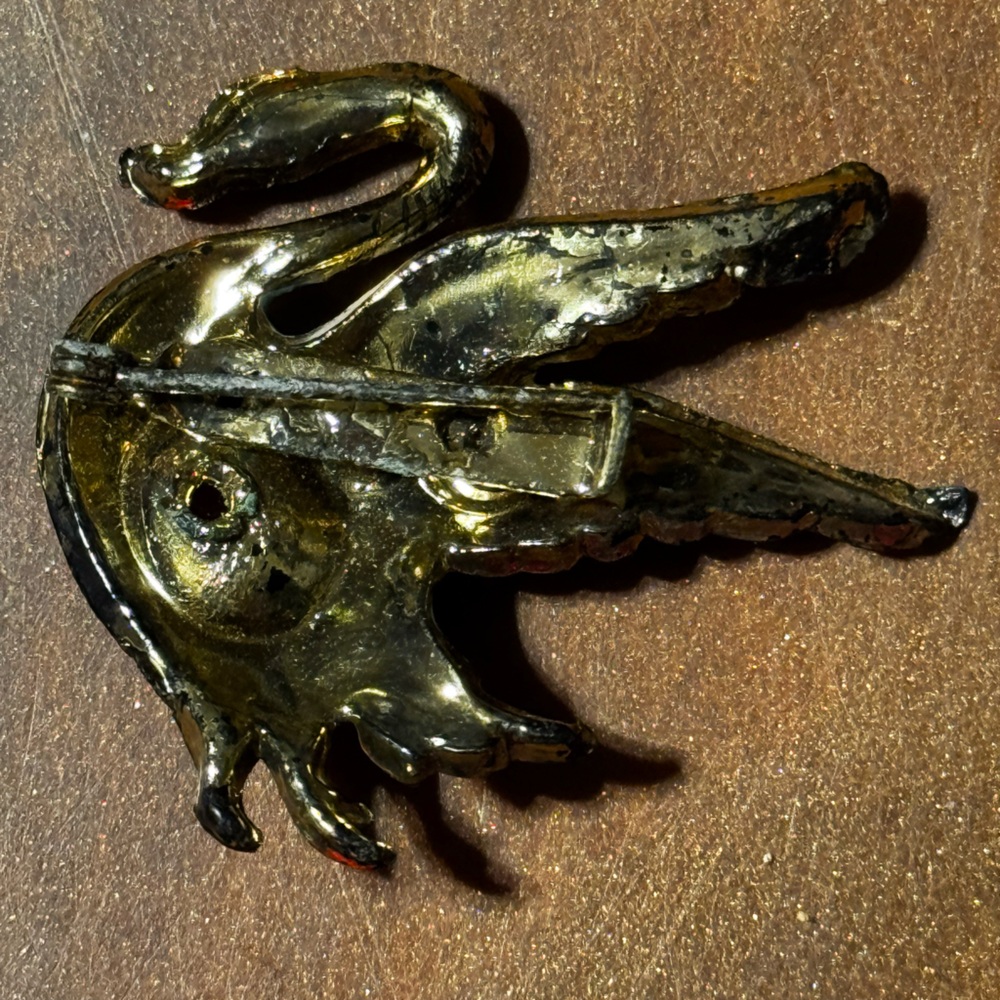 Unique Multicolor Swan Brooch with‎ Red Gem vintage - Picture 2 of 3